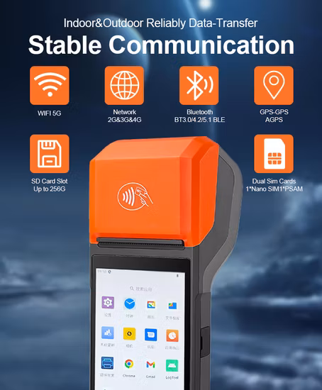 Terminale POS Android mobile portatile WiFi 4G Punto vendita con computer