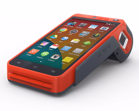 Terminale POS PCI Android EMV intelligente tutto in uno portatile con codice a barre e impronta digitale